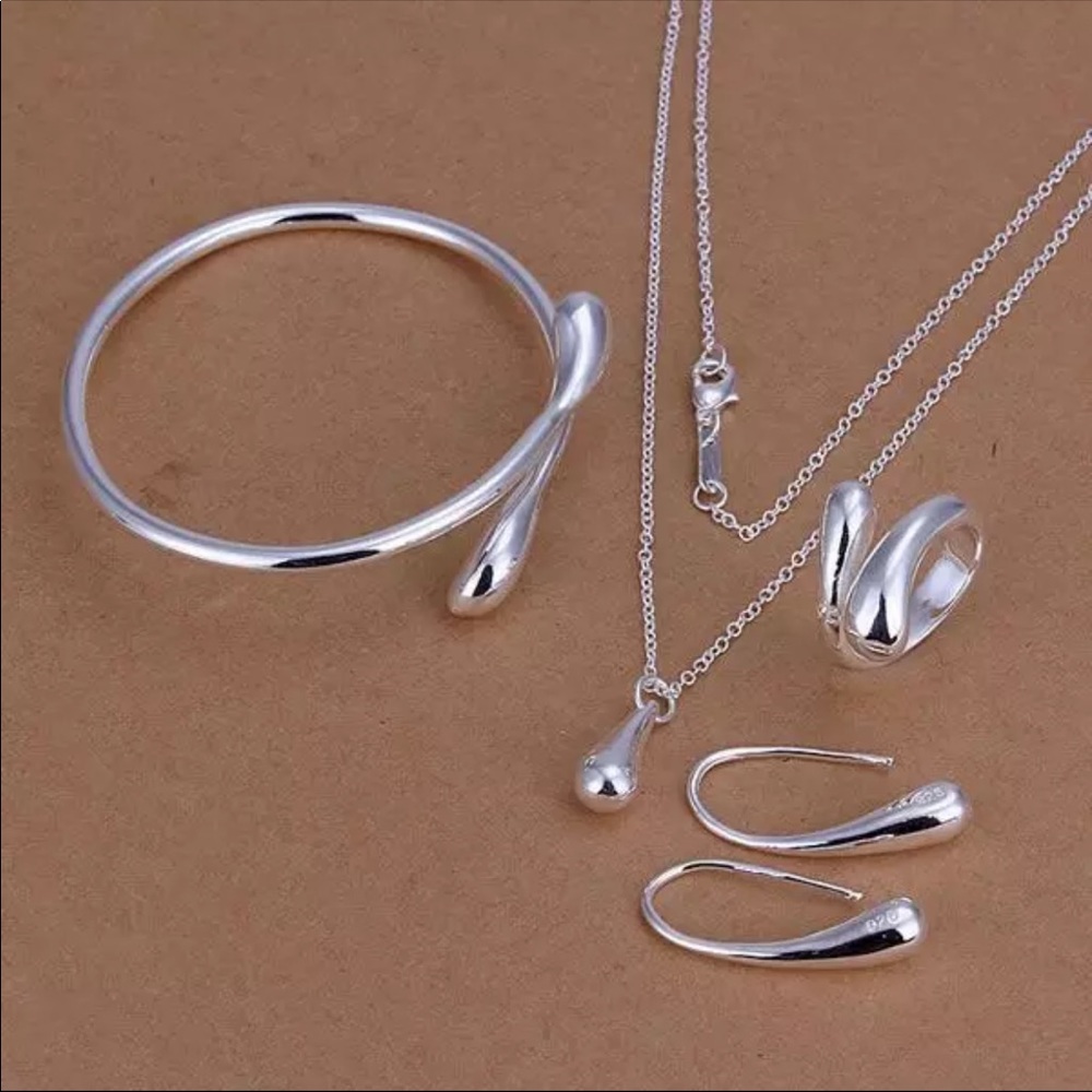 Silver Water Drop Jewelry Set